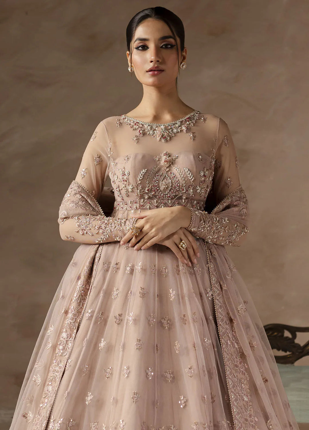 Elysee by Imran Ramzan Embroidered Net Suits Unstitched 3 Piece IR25EF Reve de Rose - Formamls Collection