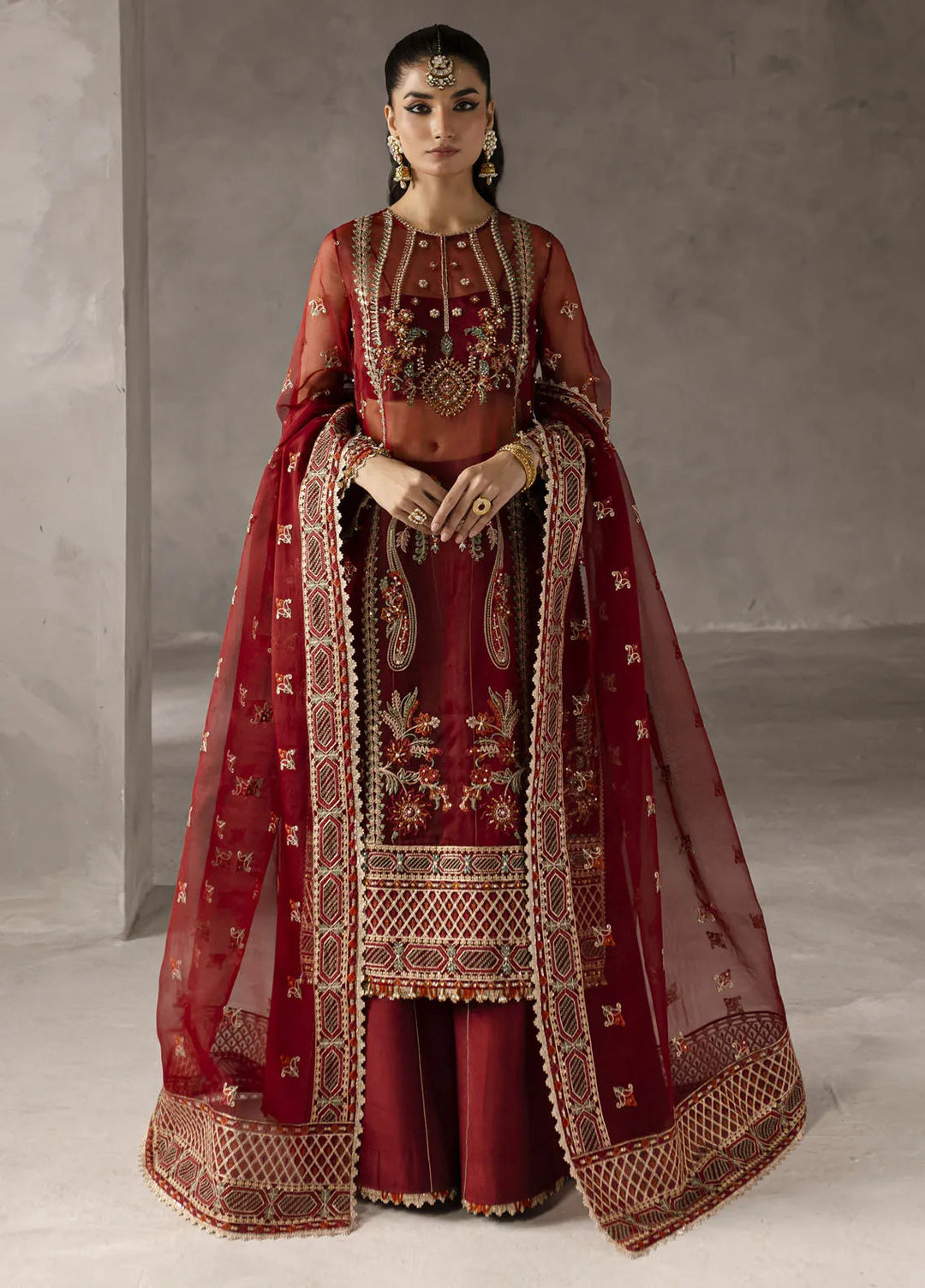 Elysee by Imran Ramzan Embroidered Organza Suits Unstitched 3 Piece IR25EF Pivione Ecarlate - Formamls Collection