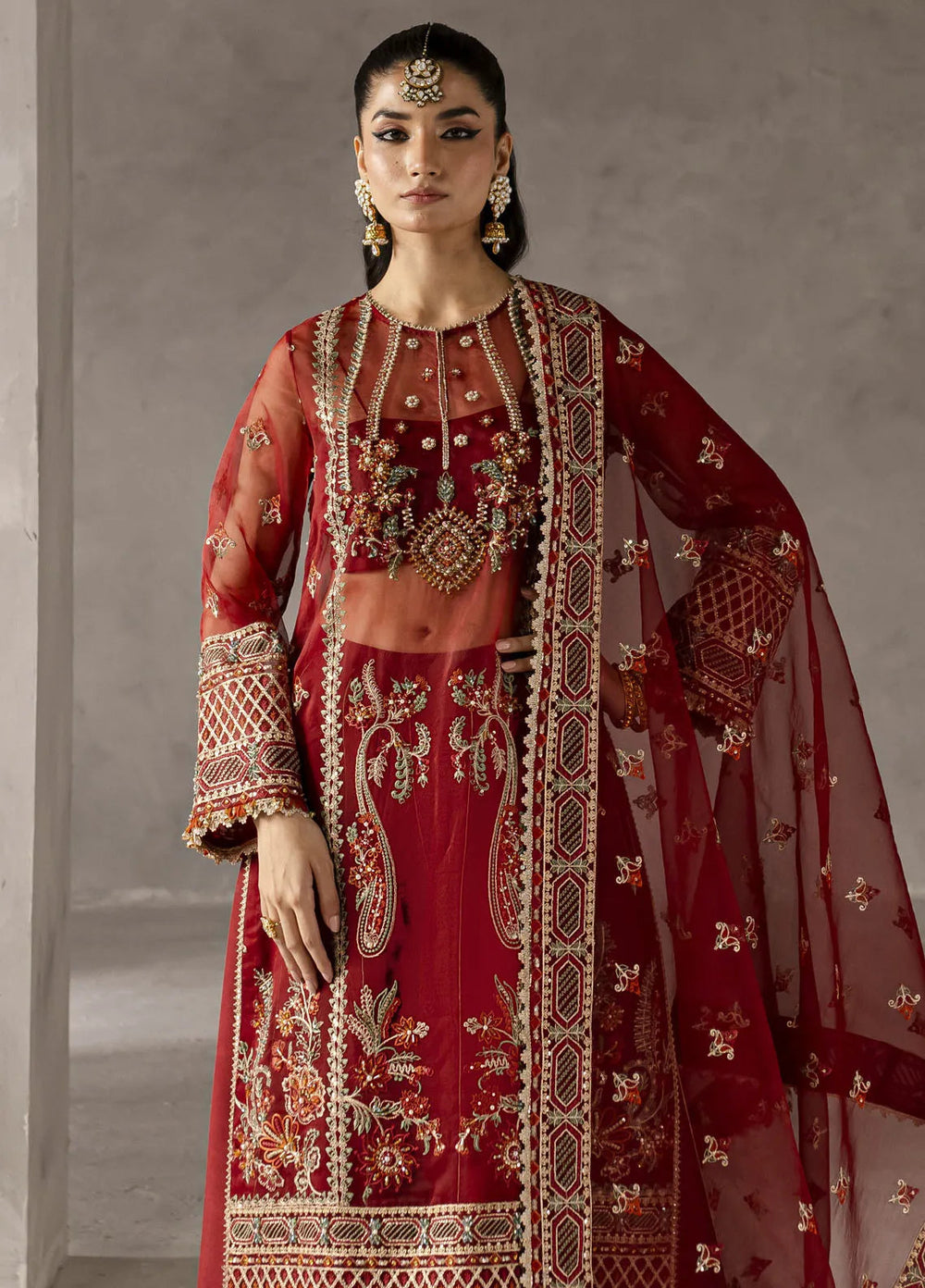 Elysee by Imran Ramzan Embroidered Organza Suits Unstitched 3 Piece IR25EF Pivione Ecarlate - Formals Collection