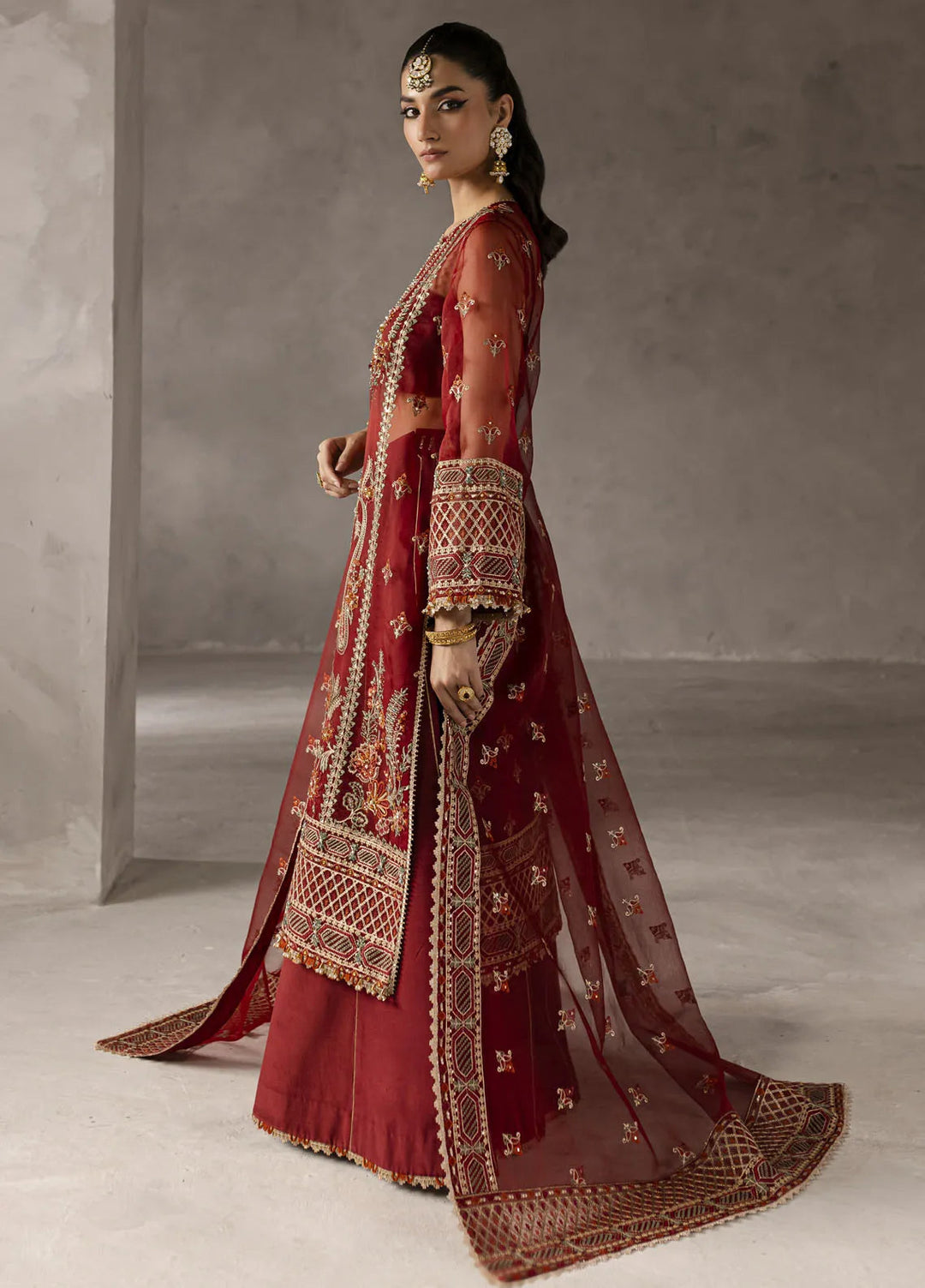 Elysee by Imran Ramzan Embroidered Organza Suits Unstitched 3 Piece IR25EF Pivione Ecarlate - Formamls Collection