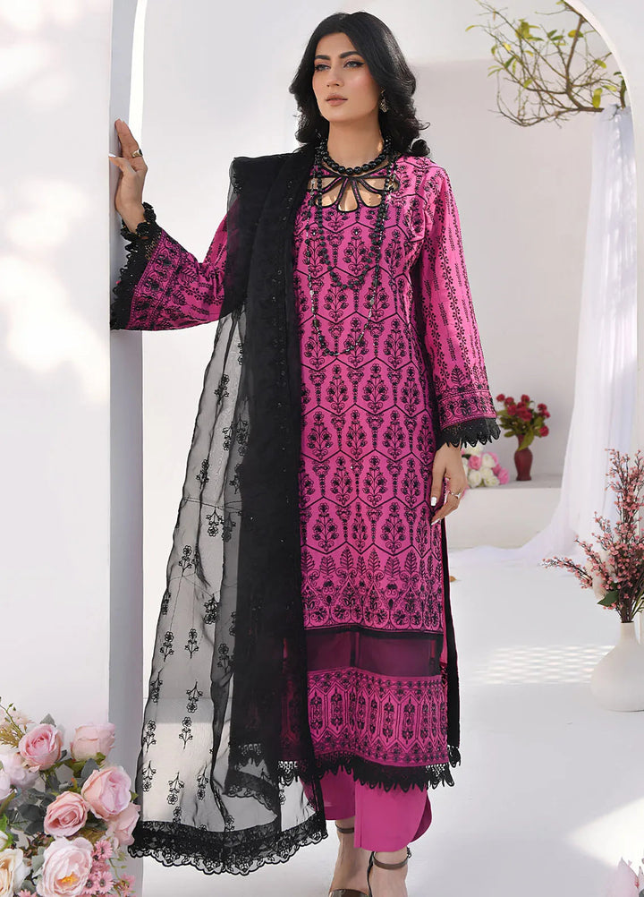 Elysia By Fiona Pret Chikankari Lawn 3 Piece Suit For Girls Mystic Cherry