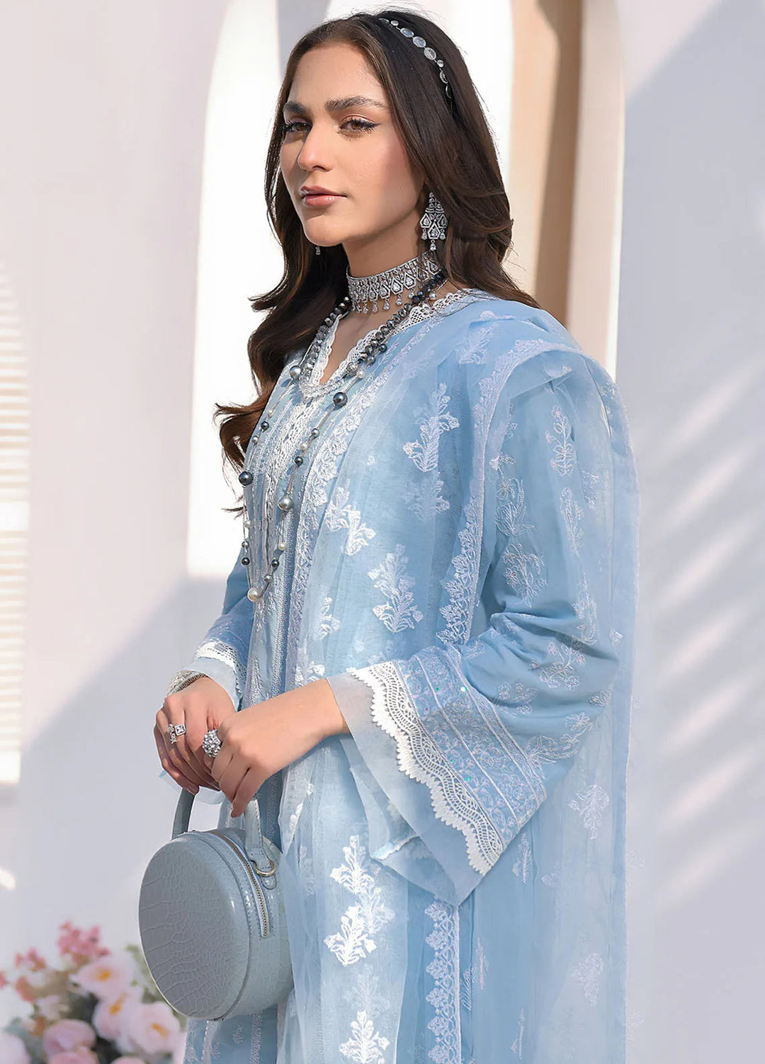 Elysia By Fiona Pret Embroidered Lawn 3 Piece Suit For Girls Moonlit