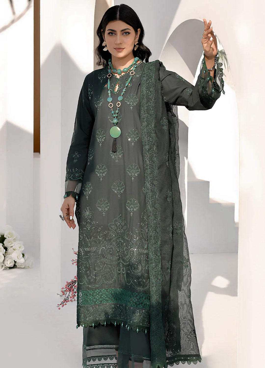 Elysia By Fiona Pret Embroidered Lawn 3 Piece Suit For Girls Opulence
