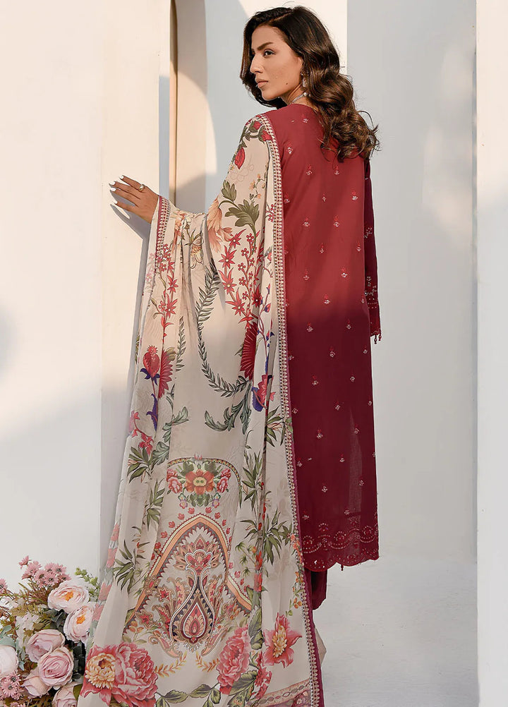 Elysia By Fiona Pret Embroidered Lawn 3 Piece Suit For Girls Radiant Rose