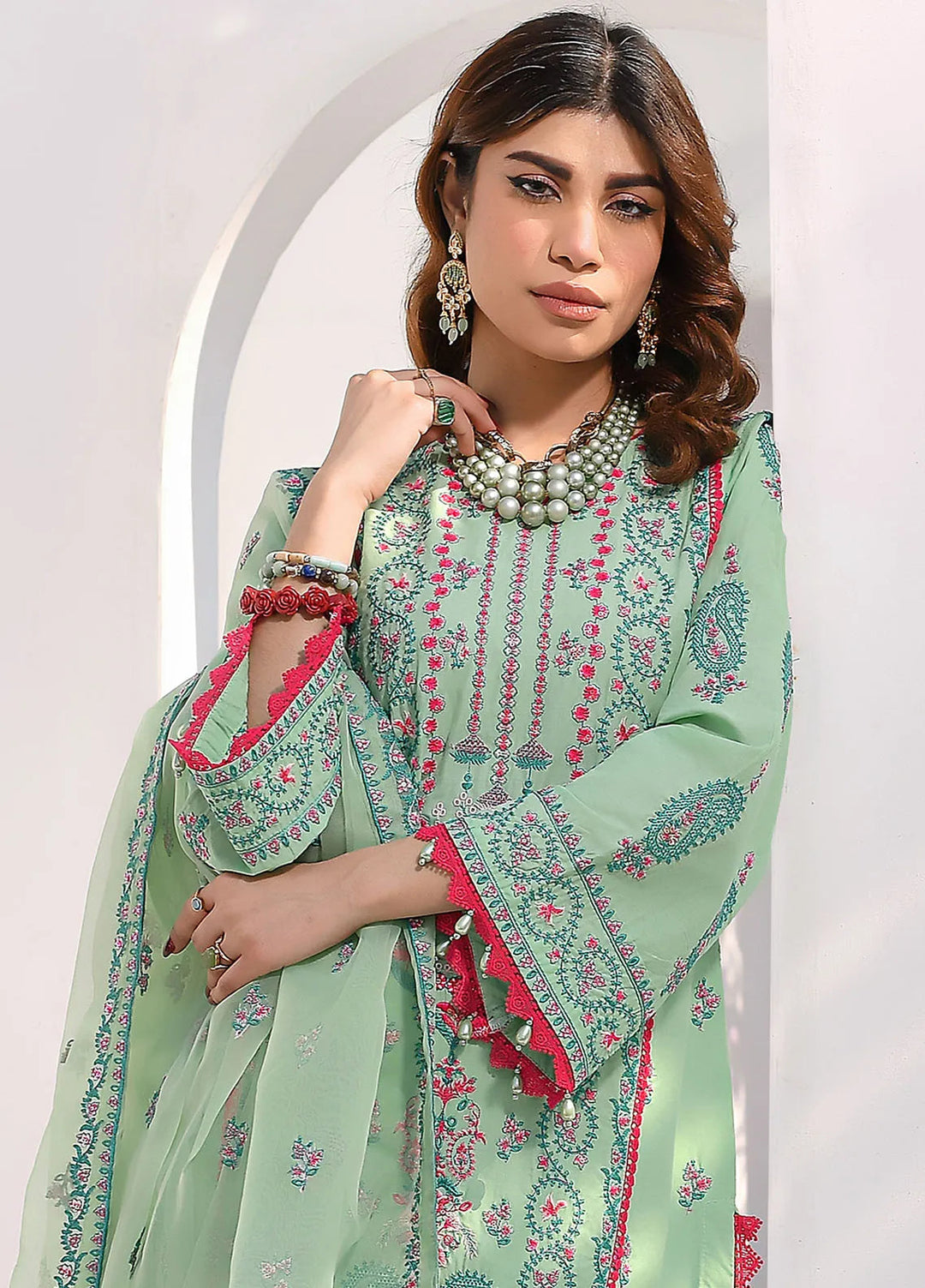 Elysia By Fiona Pret Embroidered Lawn 3 Piece Suit For Girls Sakura