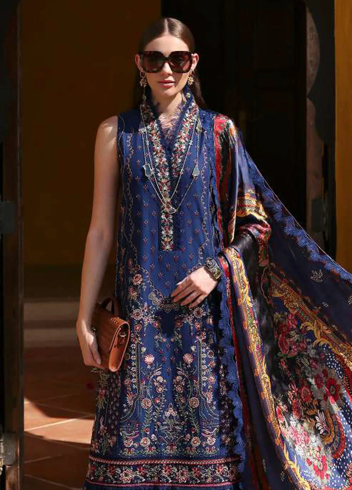 Elysia by Kanwal Malik Embroidered Lawn Suits Unstitched 3 Piece KM24E Azure - Summer Collection