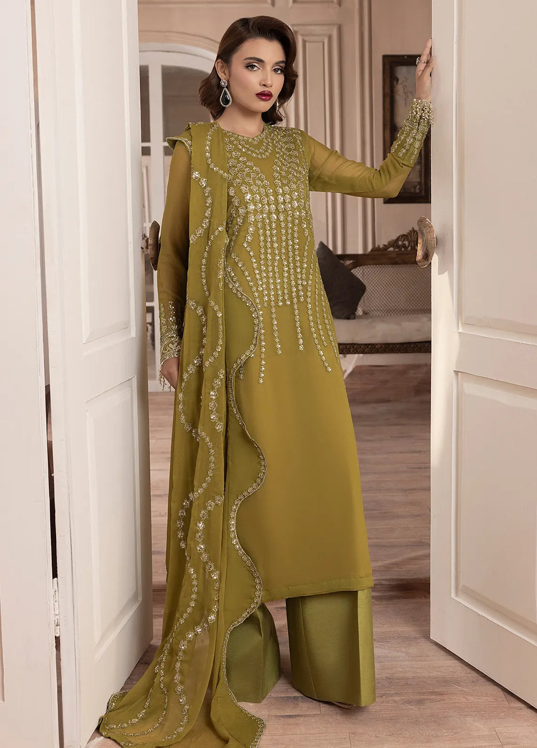 Elyssa by Sahane Embroidered Chiffon Suits Unstitched 3 Piece SNE25EL CT-19001 Eve - Formal Collection