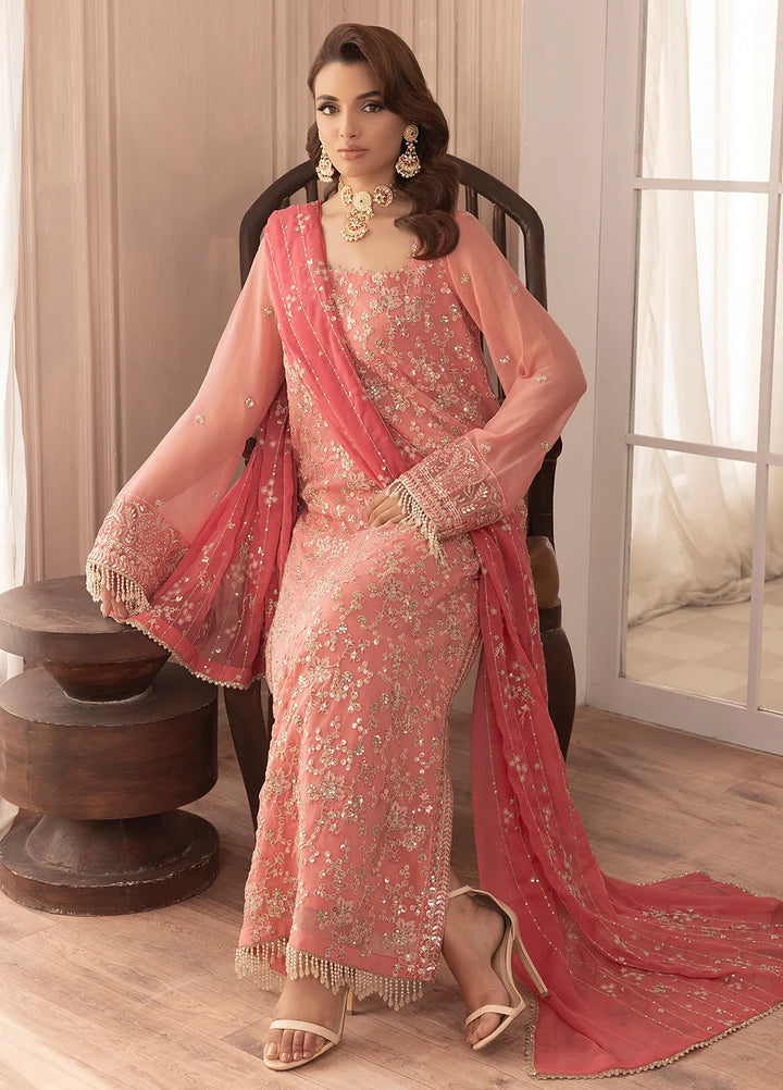 Elyssa by Sahane Embroidered Chiffon Suits Unstitched 3 Piece SNE25EL CT-19003 Rosa - Formal Collection