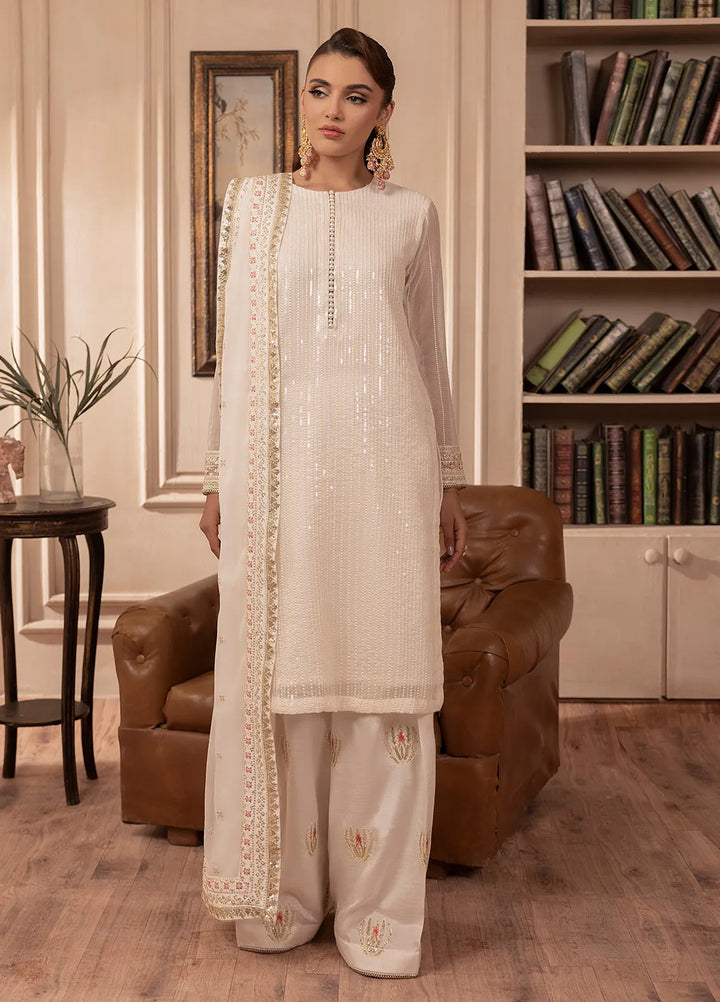 Elyssa by Sahane Embroidered Chiffon Suits Unstitched 3 Piece SNE25EL CT-19005 Perle - Formal Collection