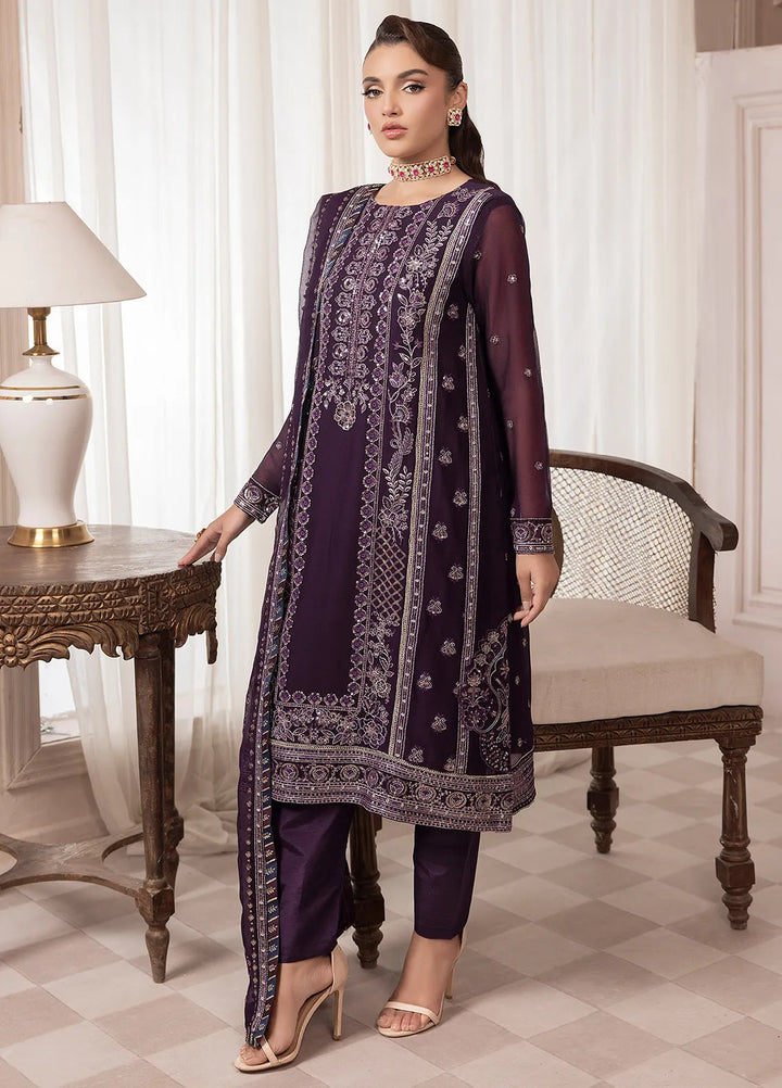 Elyssa by Sahane Embroidered Chiffon Suits Unstitched 3 Piece SNE25EL CT-19006 Mure - Formal Collection