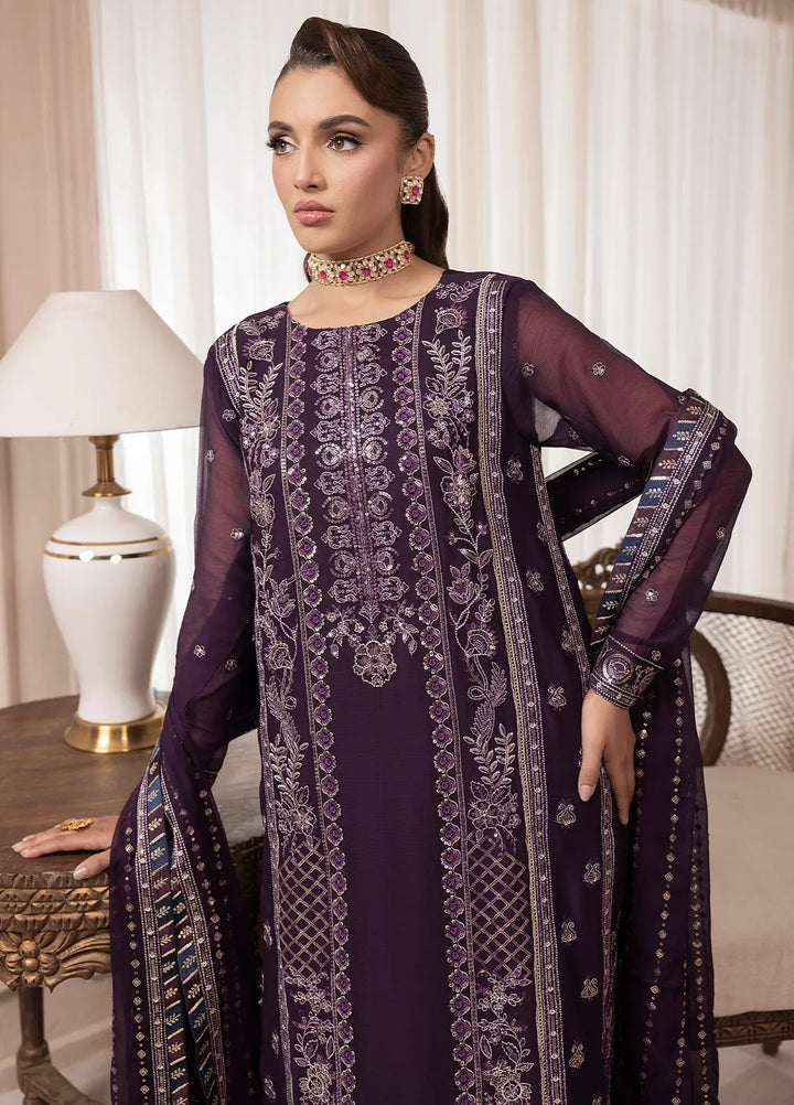 Elyssa by Sahane Embroidered Chiffon Suits Unstitched 3 Piece SNE25EL CT-19006 Mure - Formal Collection