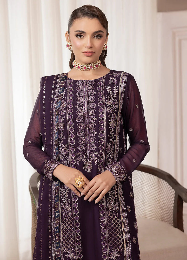 Elyssa by Sahane Embroidered Chiffon Suits Unstitched 3 Piece SNE25EL CT-19006 Mure - Formal Collection