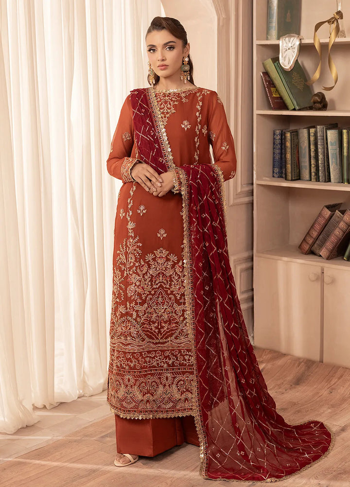 Elyssa by Sahane Embroidered Chiffon Suits Unstitched 3 Piece SNE25EL CT-19007 Dune - Formal Collection