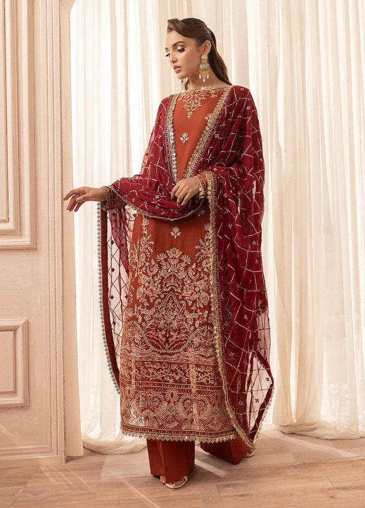Elyssa by Sahane Embroidered Chiffon Suits Unstitched 3 Piece SNE25EL CT-19007 Dune - Formal Collection
