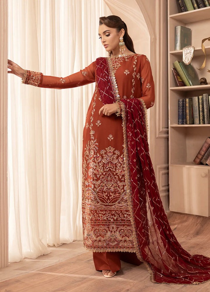 Elyssa by Sahane Embroidered Chiffon Suits Unstitched 3 Piece SNE25EL CT-19007 Dune - Formal Collection