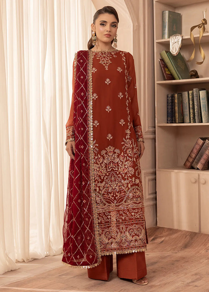 Elyssa by Sahane Embroidered Chiffon Suits Unstitched 3 Piece SNE25EL CT-19007 Dune - Formal Collection