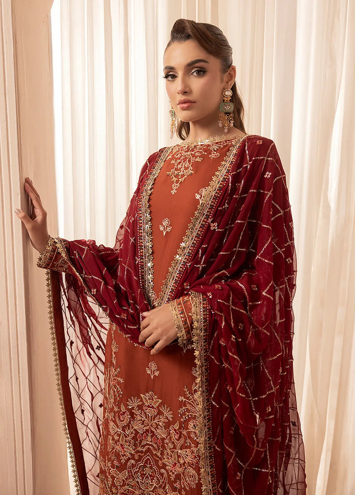 Elyssa by Sahane Embroidered Chiffon Suits Unstitched 3 Piece SNE25EL CT-19007 Dune - Formal Collection