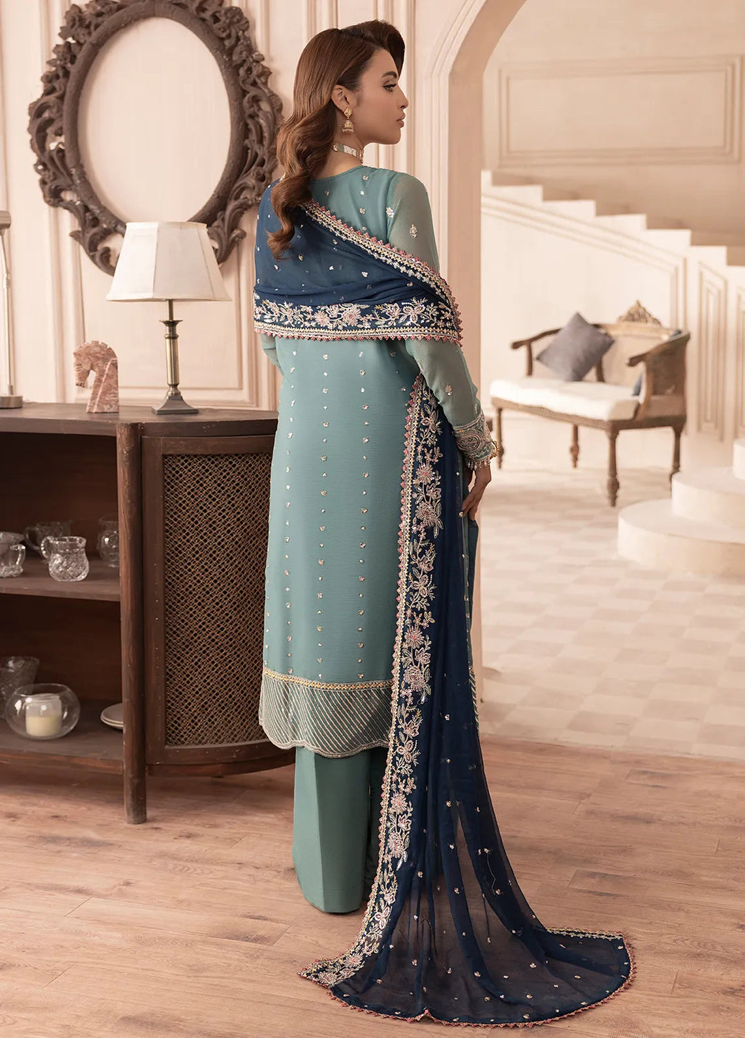 Elyssa by Sahane Embroidered Chiffon Suits Unstitched 3 Piece SNE25EL CT-19008 Cedra - Formal Collection