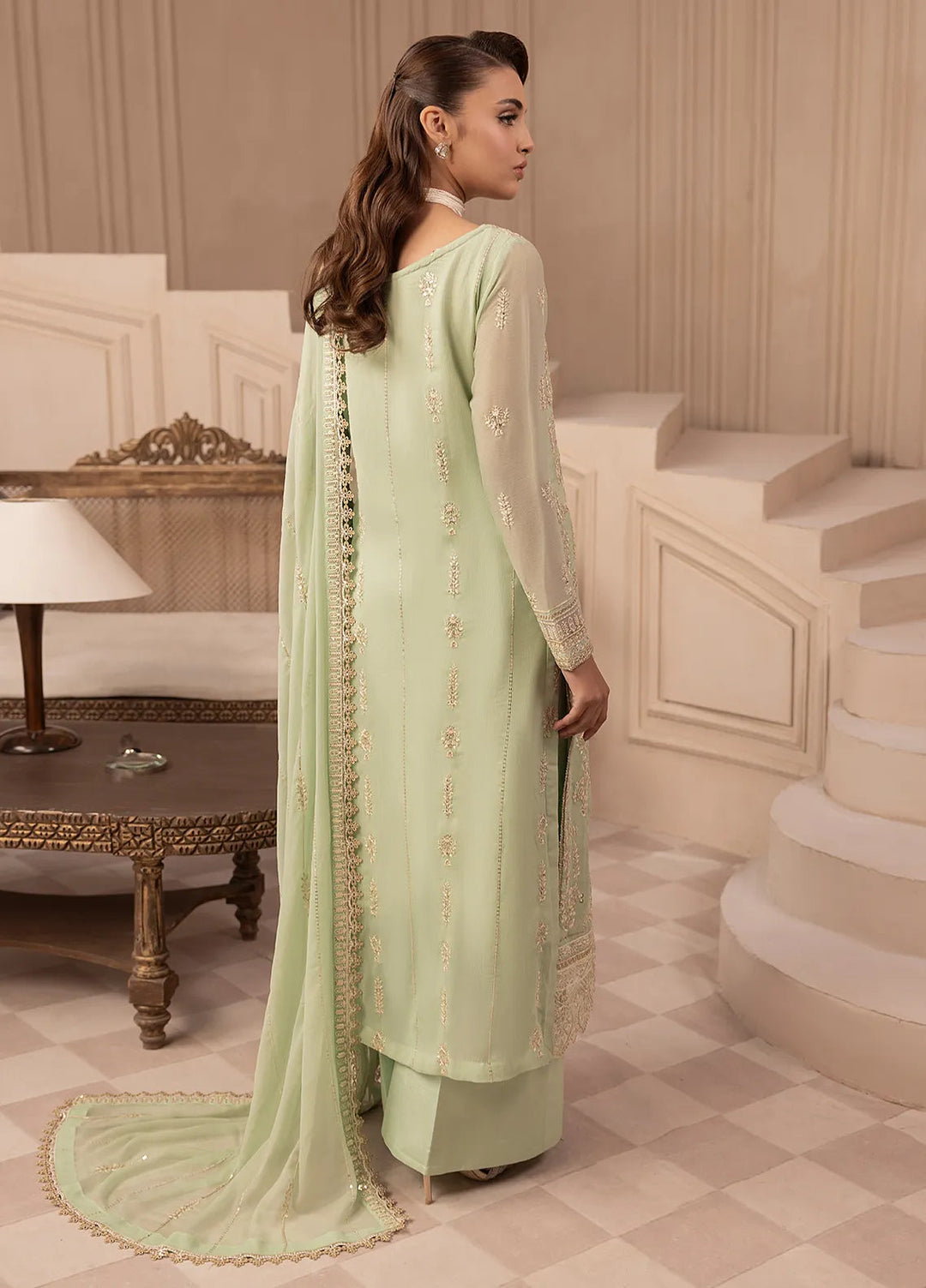 Elyssa by Sahane Embroidered Chiffon Suits Unstitched 3 Piece SNE25EL CT-19004 Emera - Formal Collection