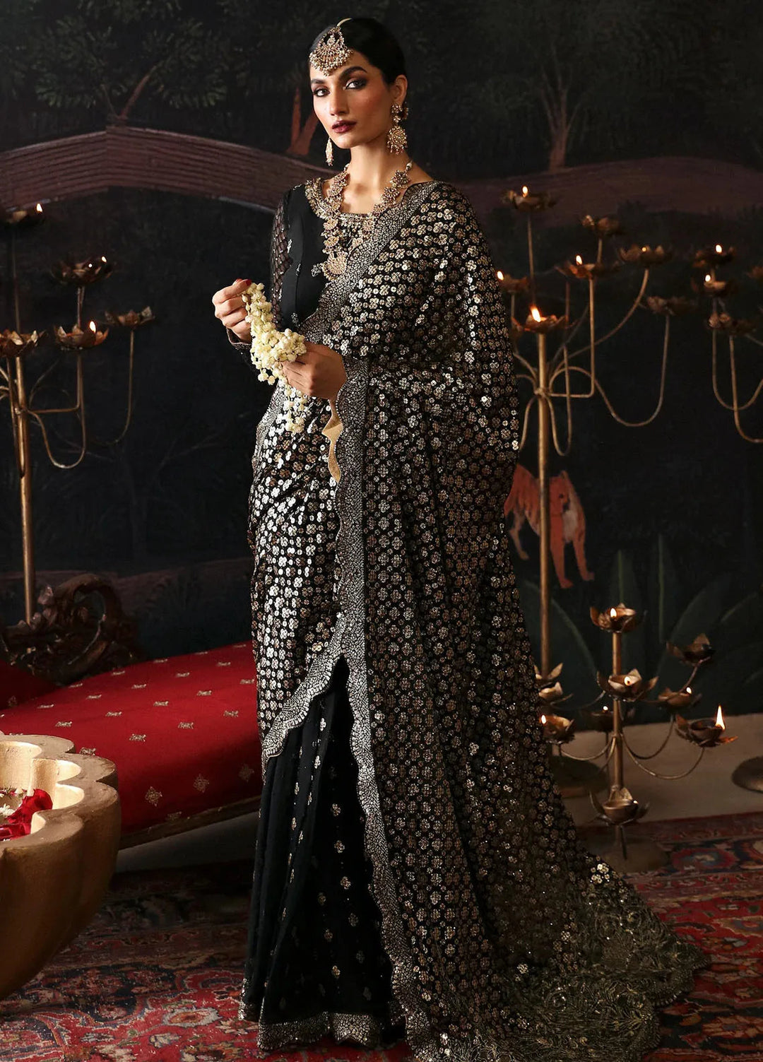 Emaan Adeel Embroidered Chiffon Suits Unstitched Saree EA24DD Zeba - Formals Collection