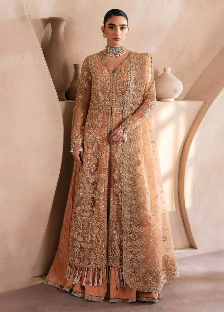 Emaan Adeel Embroidered Organza Suit Unstitched 3 Piece EA25CC Camelia - Luxury Collection