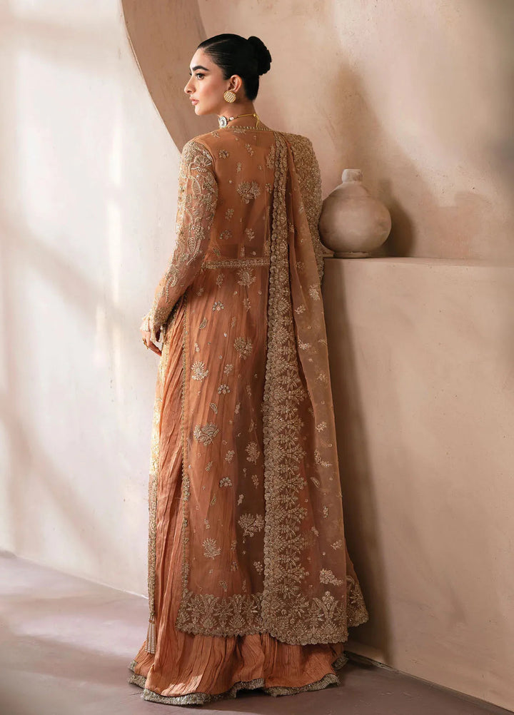Emaan Adeel Embroidered Organza Suit Unstitched 3 Piece EA25CC Camelia - Luxury Collection