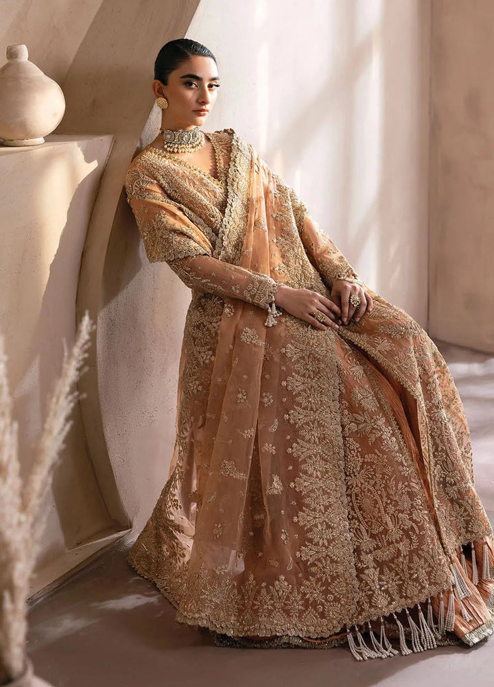 Emaan Adeel Embroidered Organza Suit Unstitched 3 Piece EA25CC Camelia - Luxury Collection