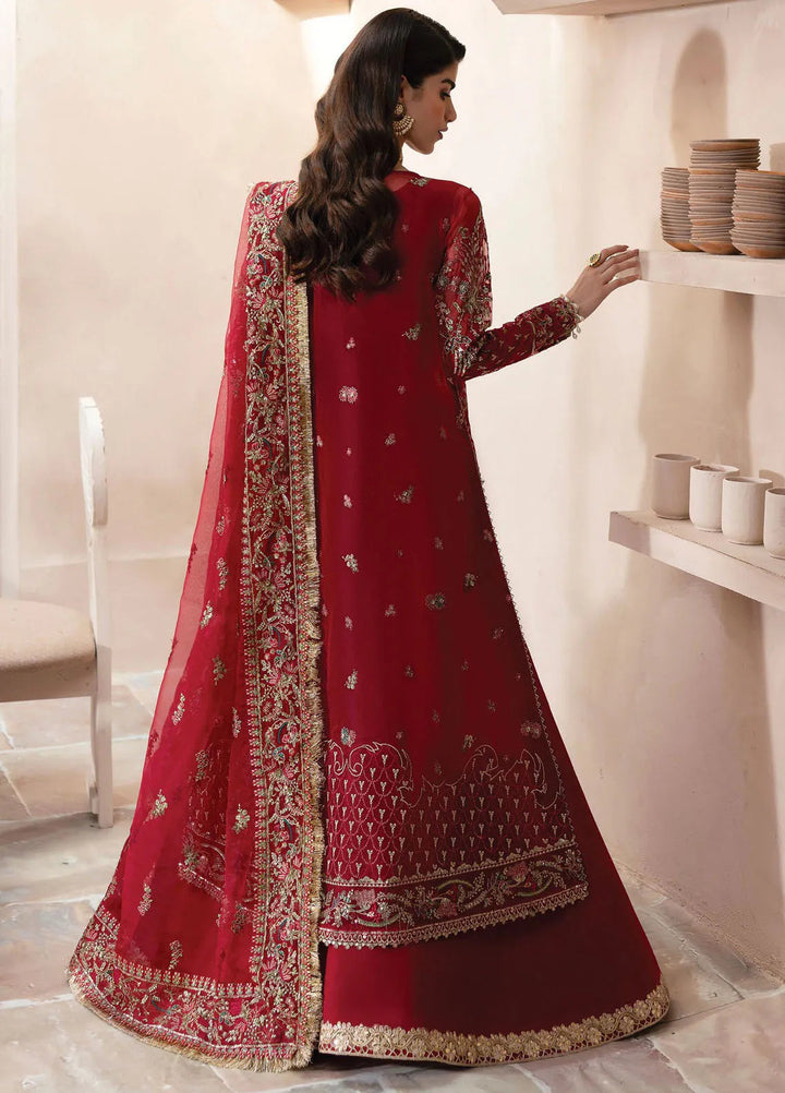 Emaan Adeel Embroidered Organza Suit Unstitched 3 Piece EA25CC Carmine - Luxury Collection