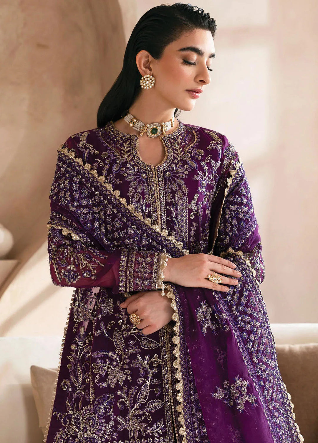 Emaan Adeel Embroidered Organza Suit Unstitched 3 Piece EA25CC Cornet - Luxury Collection