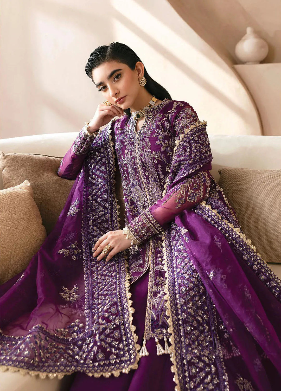 Emaan Adeel Embroidered Organza Suit Unstitched 3 Piece EA25CC Cornet - Luxury Collection