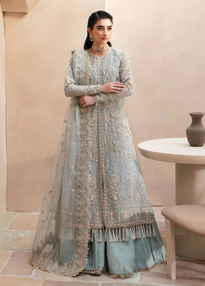 Emaan Adeel Embroidered Organza Suit Unstitched 3 Piece EA25CC Silvella - Luxury Collection