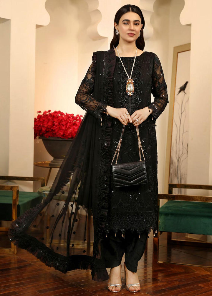 Emaan Adeel Embroidered Chiffon Suits Unstitched 3 Piece EA21LF LE-01 - Luxury Collection