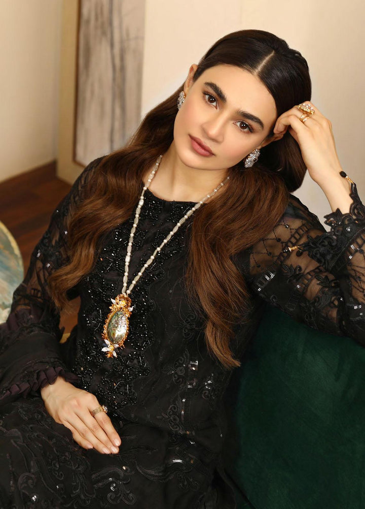 Emaan Adeel Embroidered Chiffon Suits Unstitched 3 Piece EA21LF LE-01 - Luxury Collection