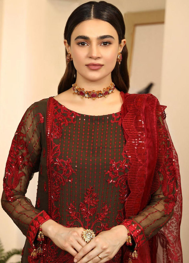 Emaan Adeel Embroidered Chiffon Suits Unstitched 3 Piece EA21LF LE-02 - Luxury Collection