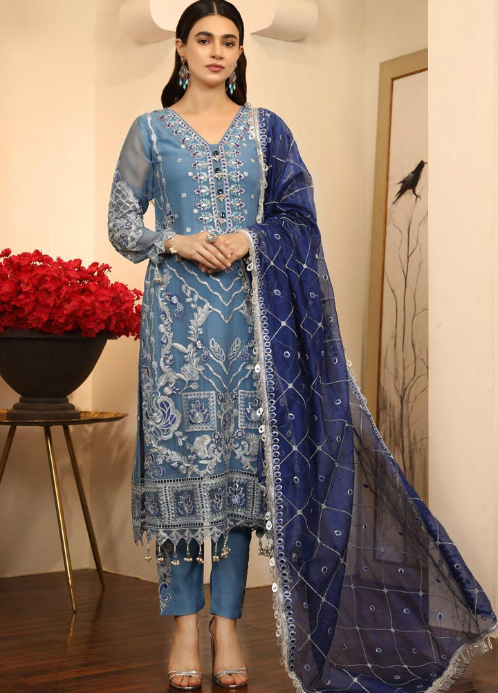Emaan Adeel Embroidered Chiffon Suits Unstitched 3 Piece EA21LF LE-03 - Luxury Collection