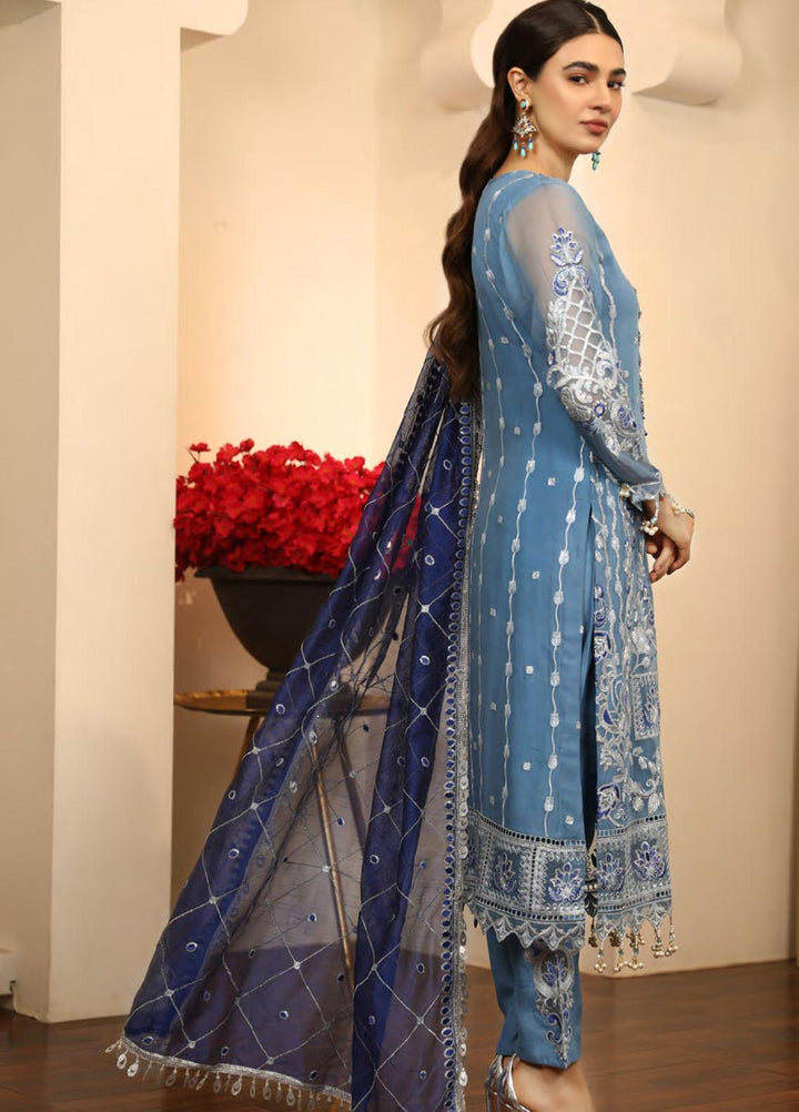 Emaan Adeel Embroidered Chiffon Suits Unstitched 3 Piece EA21LF LE-03 - Luxury Collection