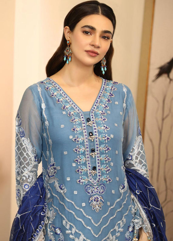 Emaan Adeel Embroidered Chiffon Suits Unstitched 3 Piece EA21LF LE-03 - Luxury Collection