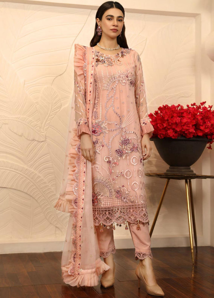 Emaan Adeel Embroidered Chiffon Suits Unstitched 3 Piece EA21LF LE-04 - Luxury Collection