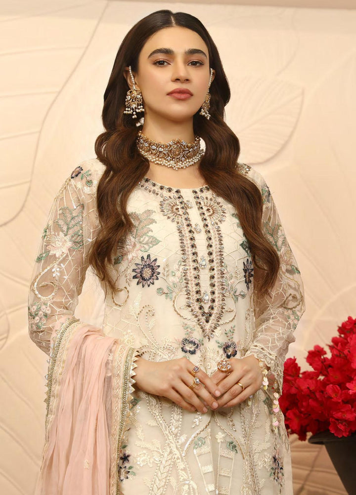 Emaan Adeel Embroidered Chiffon Suits Unstitched 3 Piece EA21LF LE-05 - Luxury Collection