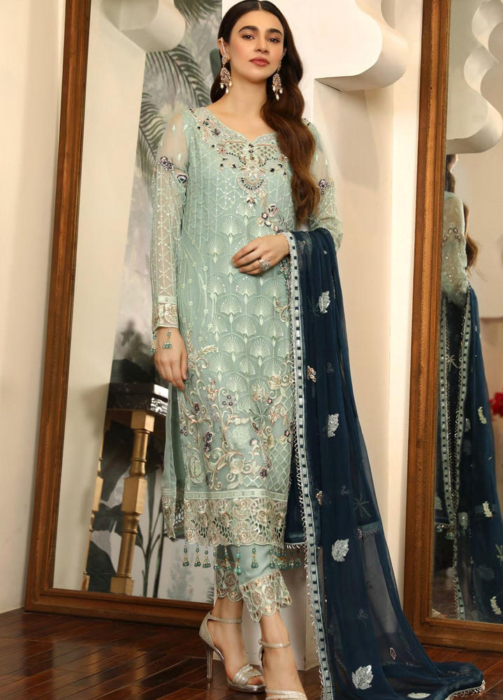 Emaan Adeel Embroidered Chiffon Suits Unstitched 3 Piece EA21LF LE-06 - Luxury Collection