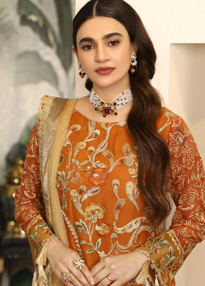 Emaan Adeel Embroidered Chiffon Suits Unstitched 3 Piece EA21LF LE-07 - Luxury Collection