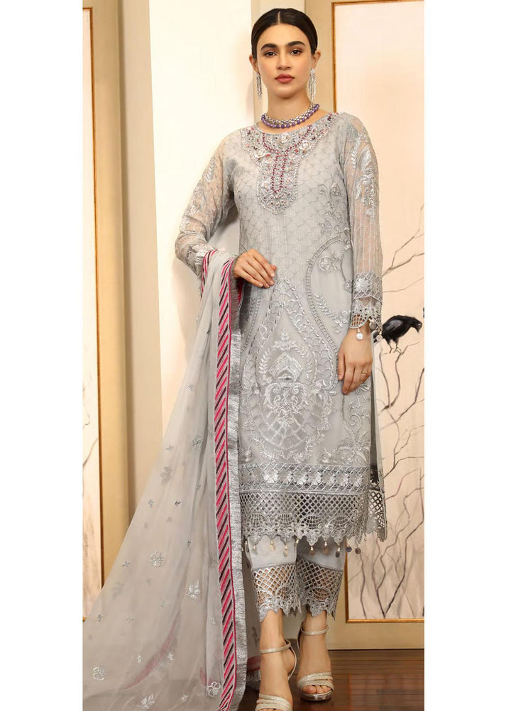Emaan Adeel Embroidered Chiffon Suits Unstitched 3 Piece EA21LF LE-08 - Luxury Collection