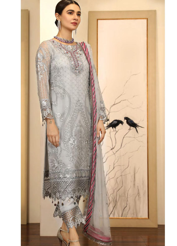 Emaan Adeel Embroidered Chiffon Suits Unstitched 3 Piece EA21LF LE-08 - Luxury Collection