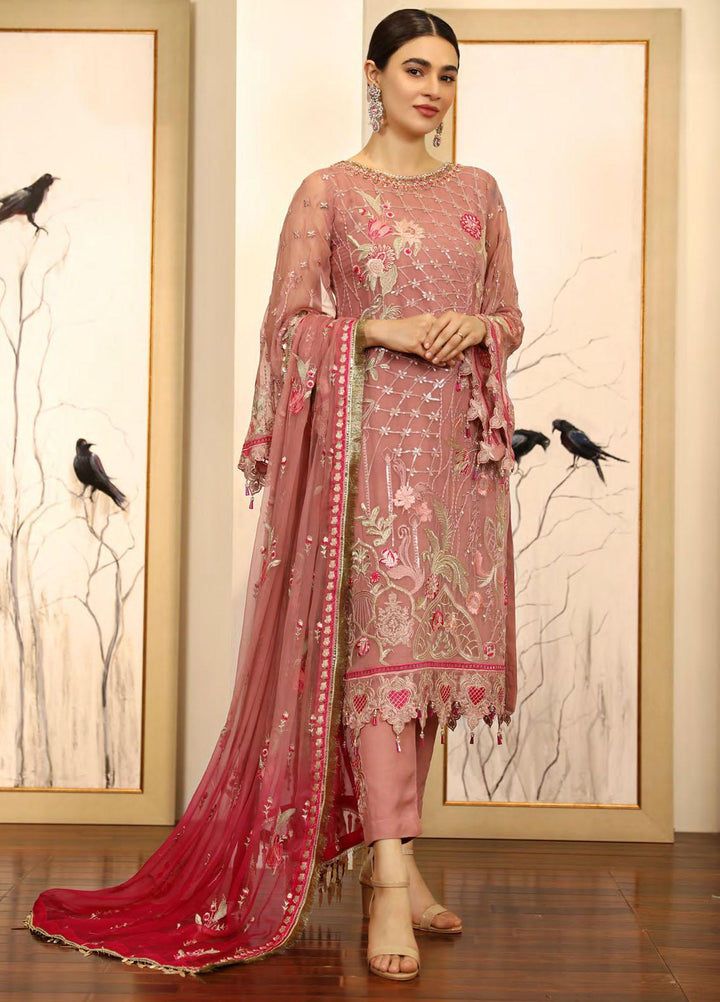 Emaan Adeel Embroidered Chiffon Suits Unstitched 3 Piece EA21LF LE-09 - Luxury Collection