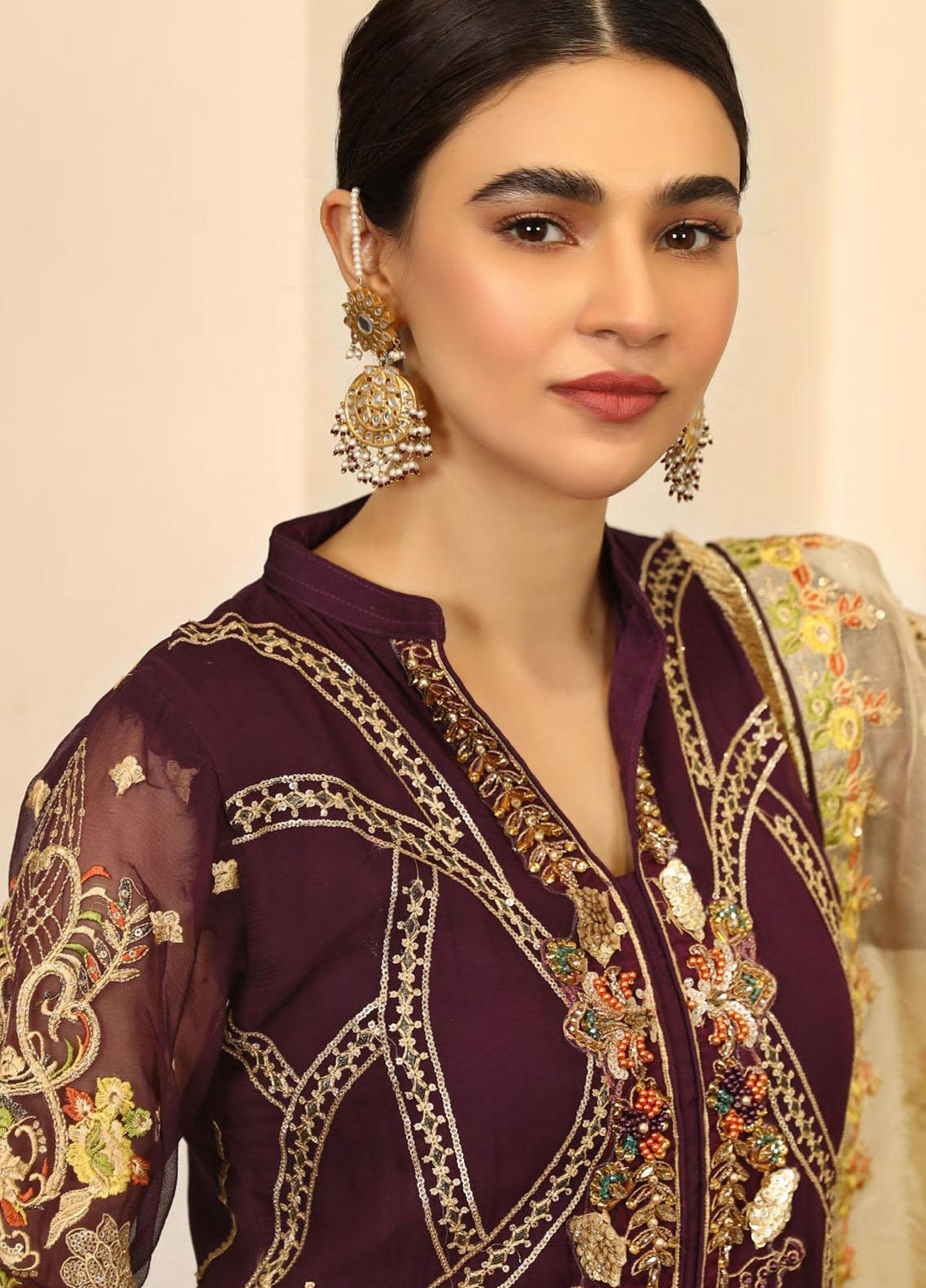 Emaan Adeel Embroidered Chiffon Suits Unstitched 3 Piece EA21LF LE-10 - Luxury Collection