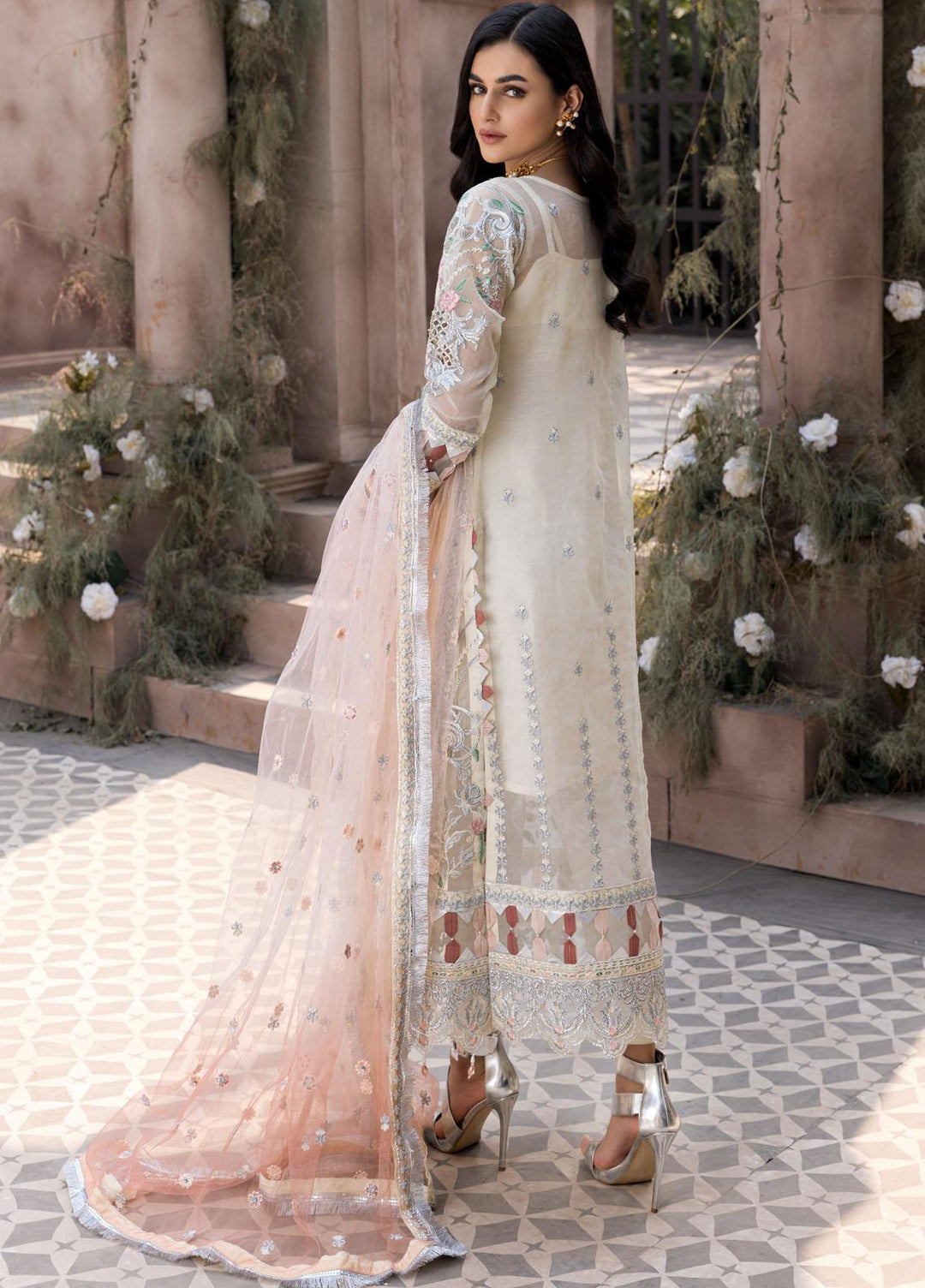 Le Festa By Emaan Adeel Embroidered Organza Suits Unstitched 3 Piece EA21-FP3 LR-01 - Premium Collection