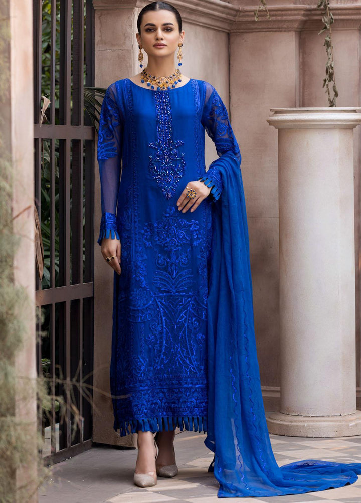 Le Festa By Emaan Adeel Embroidered Chiffon Suits Unstitched 3 Piece EA21-FP3 LR-02 - Premium Collection