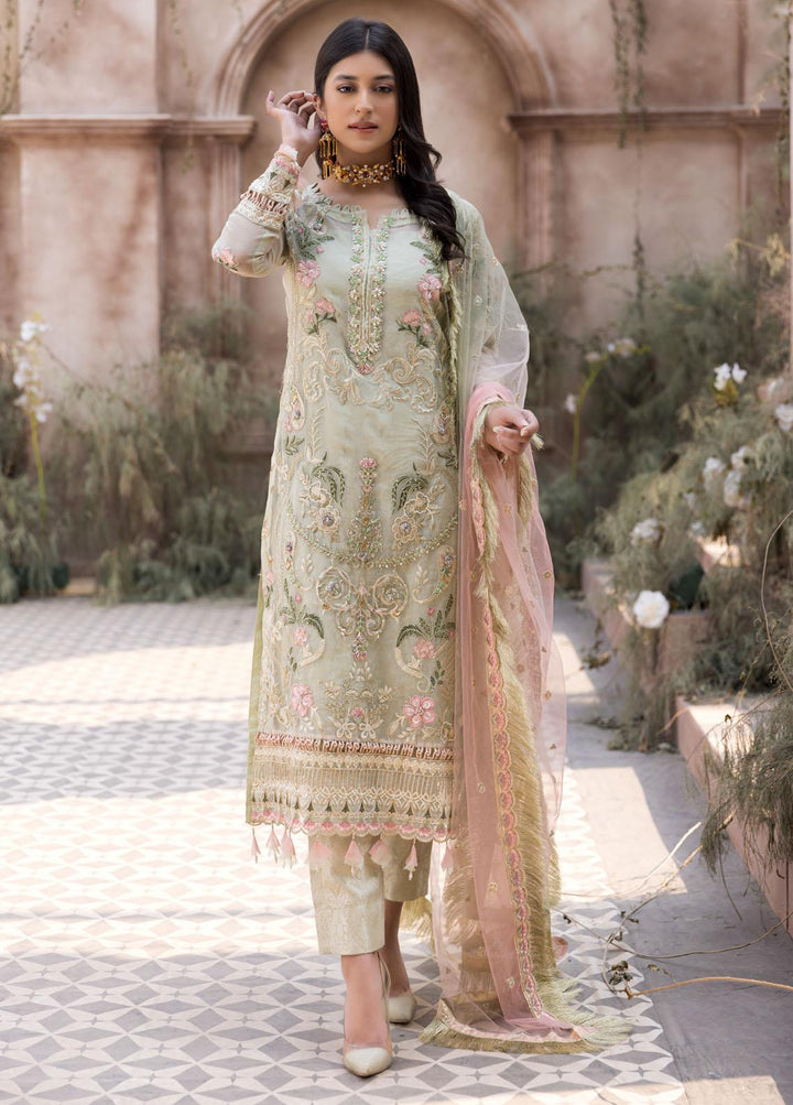 Le Festa By Emaan Adeel Embroidered Organza Suits Unstitched 3 Piece EA21-FP3 LR-03 - Premium Collection