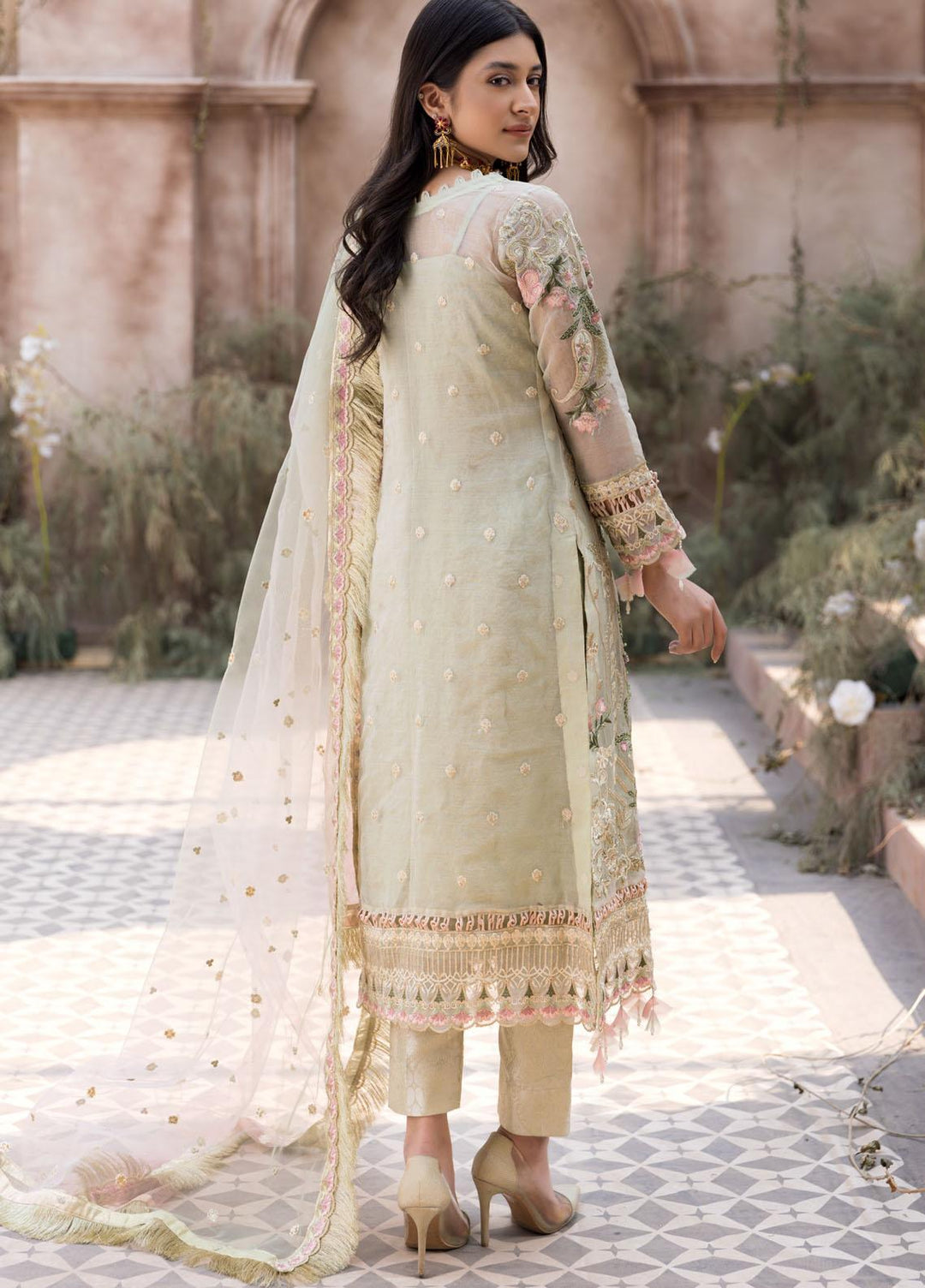 Le Festa By Emaan Adeel Embroidered Organza Suits Unstitched 3 Piece EA21-FP3 LR-03 - Premium Collection