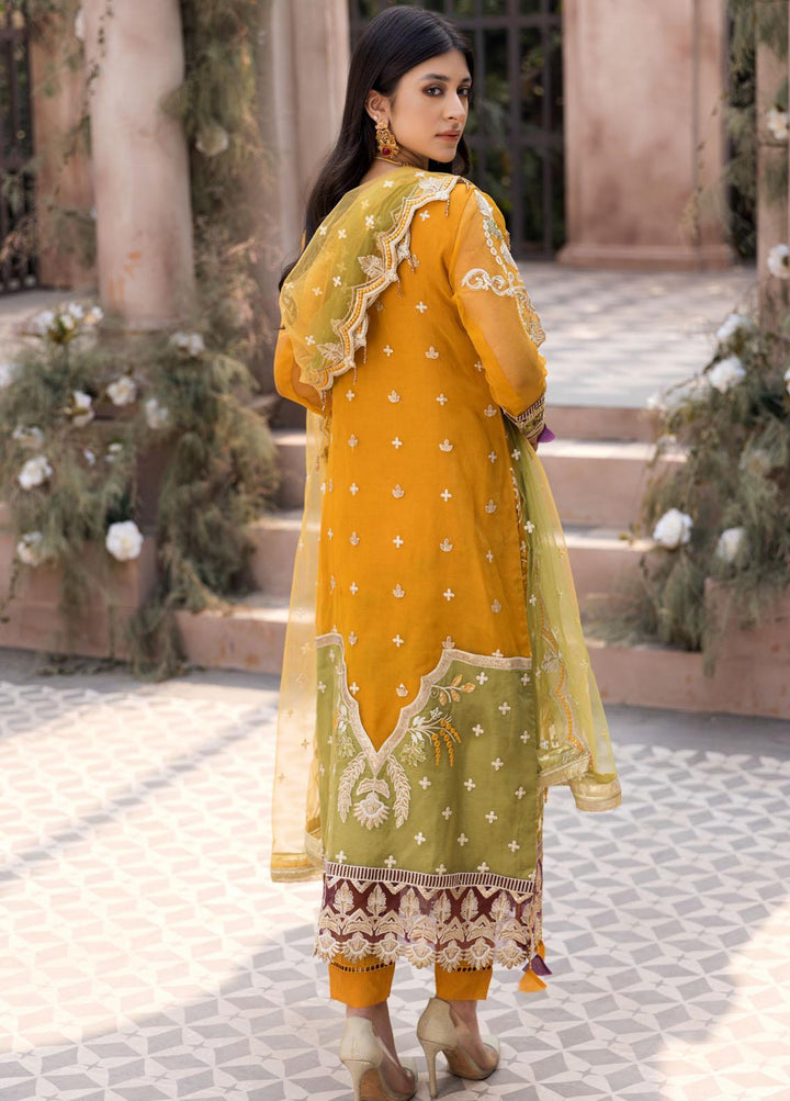 Le Festa By Emaan Adeel Embroidered Organza Suits Unstitched 3 Piece EA21-FP3 LR-05 - Premium Collection
